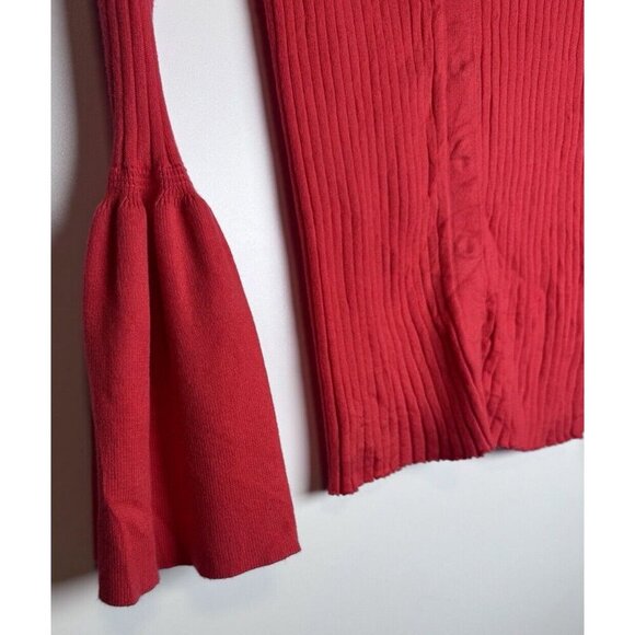 Cabi Knit Bell Sleeve Ribbed Sweater Size Small Valentines Day Cardigan Snap - Picture 6 of 10